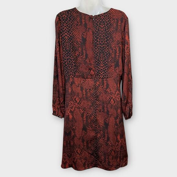 NWT AVA & AIDEN black & rust snake print dress size medium reptile animal print - Picture 5 of 7